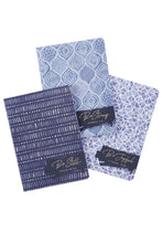 Load image into Gallery viewer, SET OF 3 'STILL, STRONG, JOYFUL' BLUE GEO NOTEBOOKS