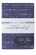 Load image into Gallery viewer, SET OF 3 'STILL, STRONG, JOYFUL' BLUE GEO NOTEBOOKS