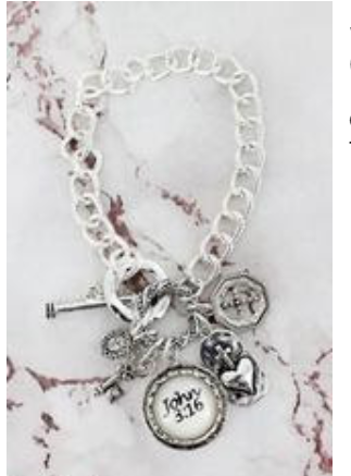 Silvertone 'John 3:16' Bubble Disk Cluster Charm Toggle Bracelet