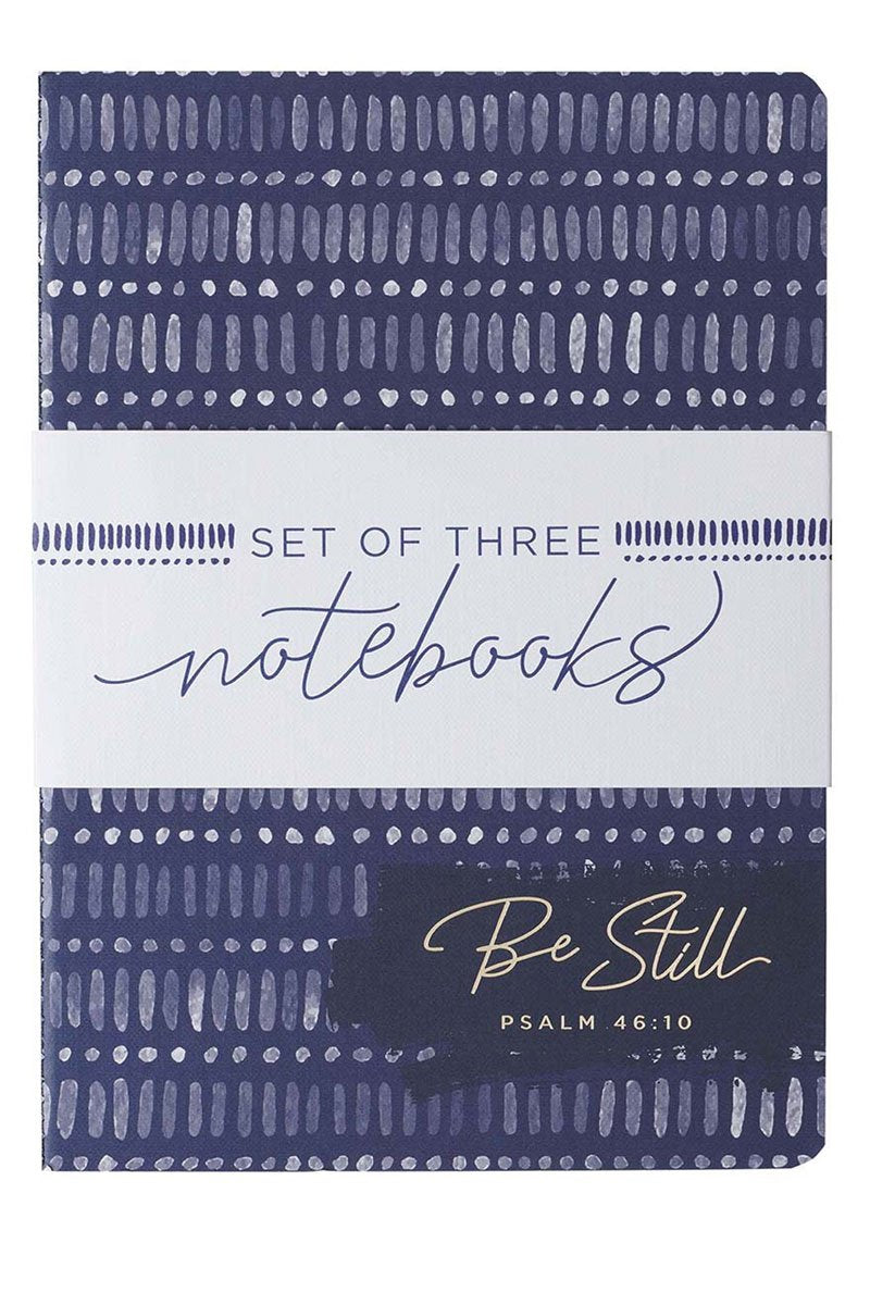 SET OF 3 'STILL, STRONG, JOYFUL' BLUE GEO NOTEBOOKS