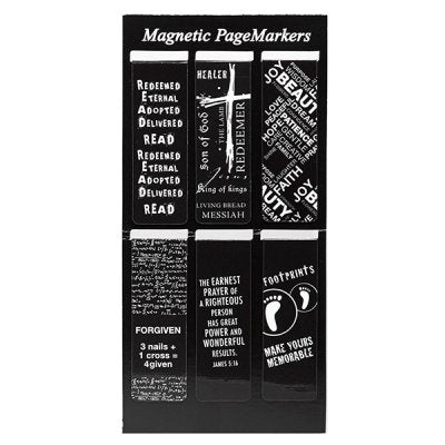 Magnetic Bookmarks, Set of 6, Black and White