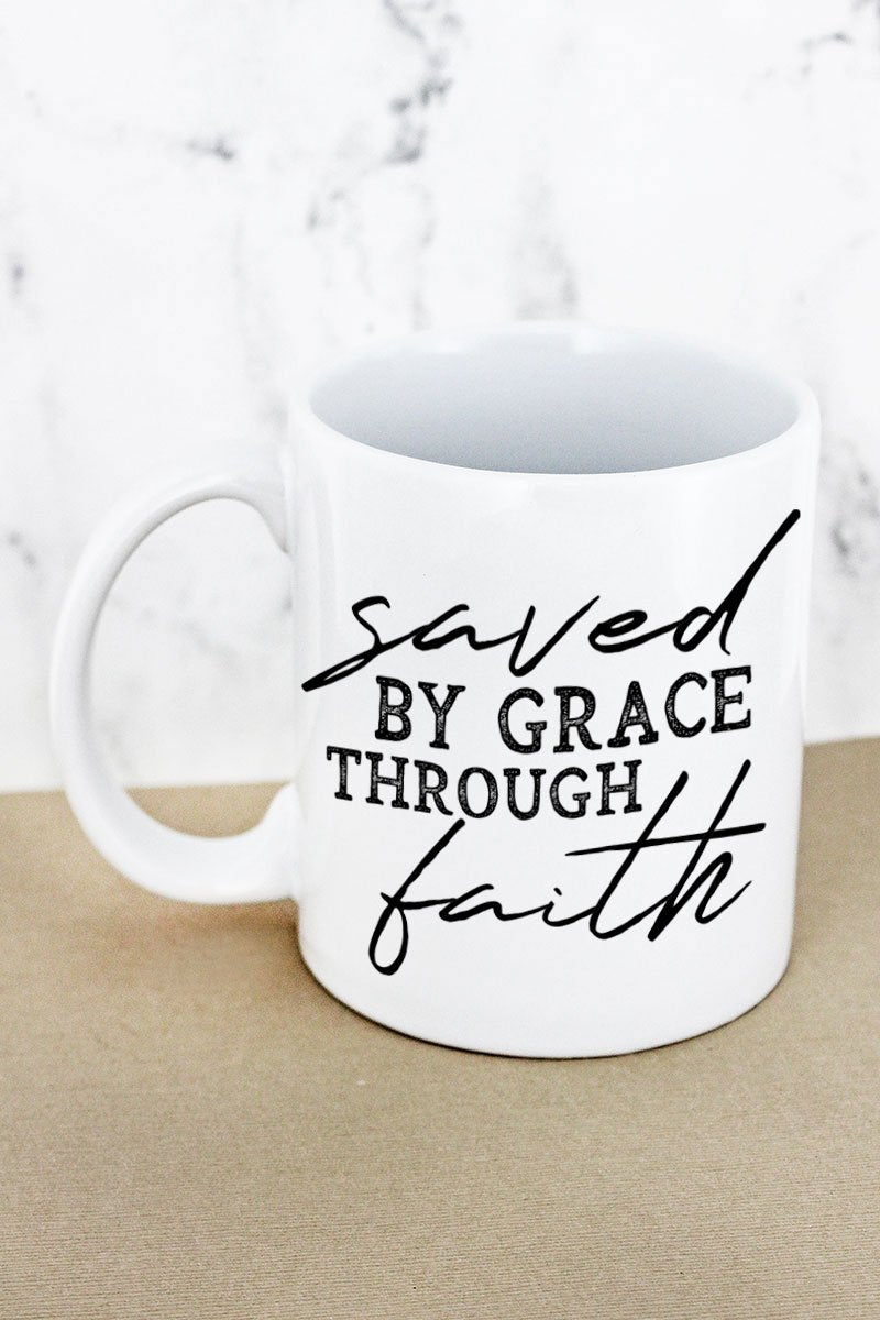 SAVED BY GRACE WHITE MUG